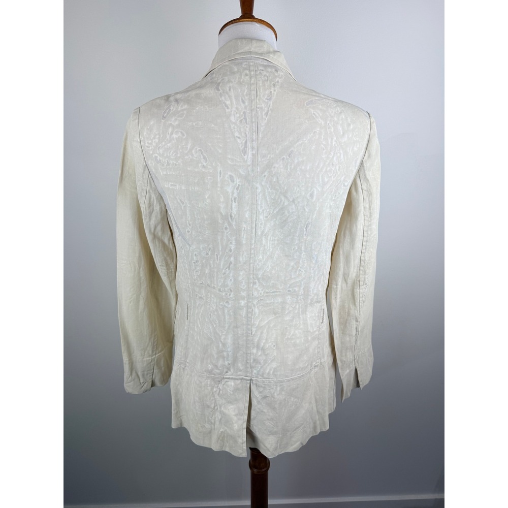 RARE VTG Prada Cream Linen Devore Burnout Blazer Made in Italy * FLAWS * - Picture 2 of 16